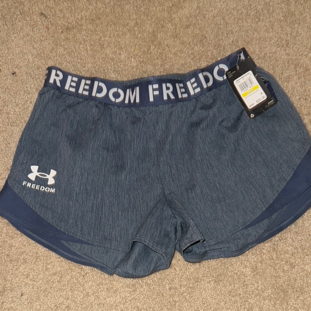 Under Armour Blue Athletic Shorts Freedom Waistband